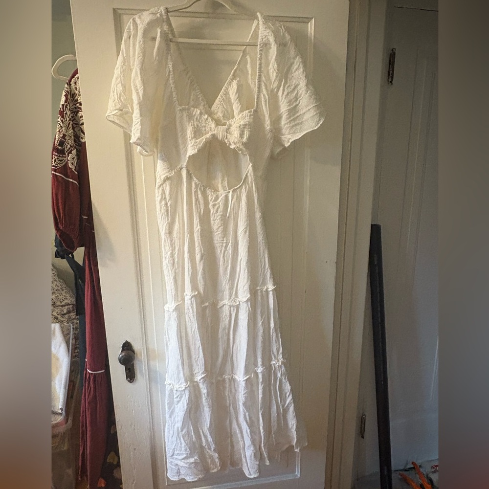 Anthropologie White Tiered Maxi Dress with Open Back - Picture 10 of 15